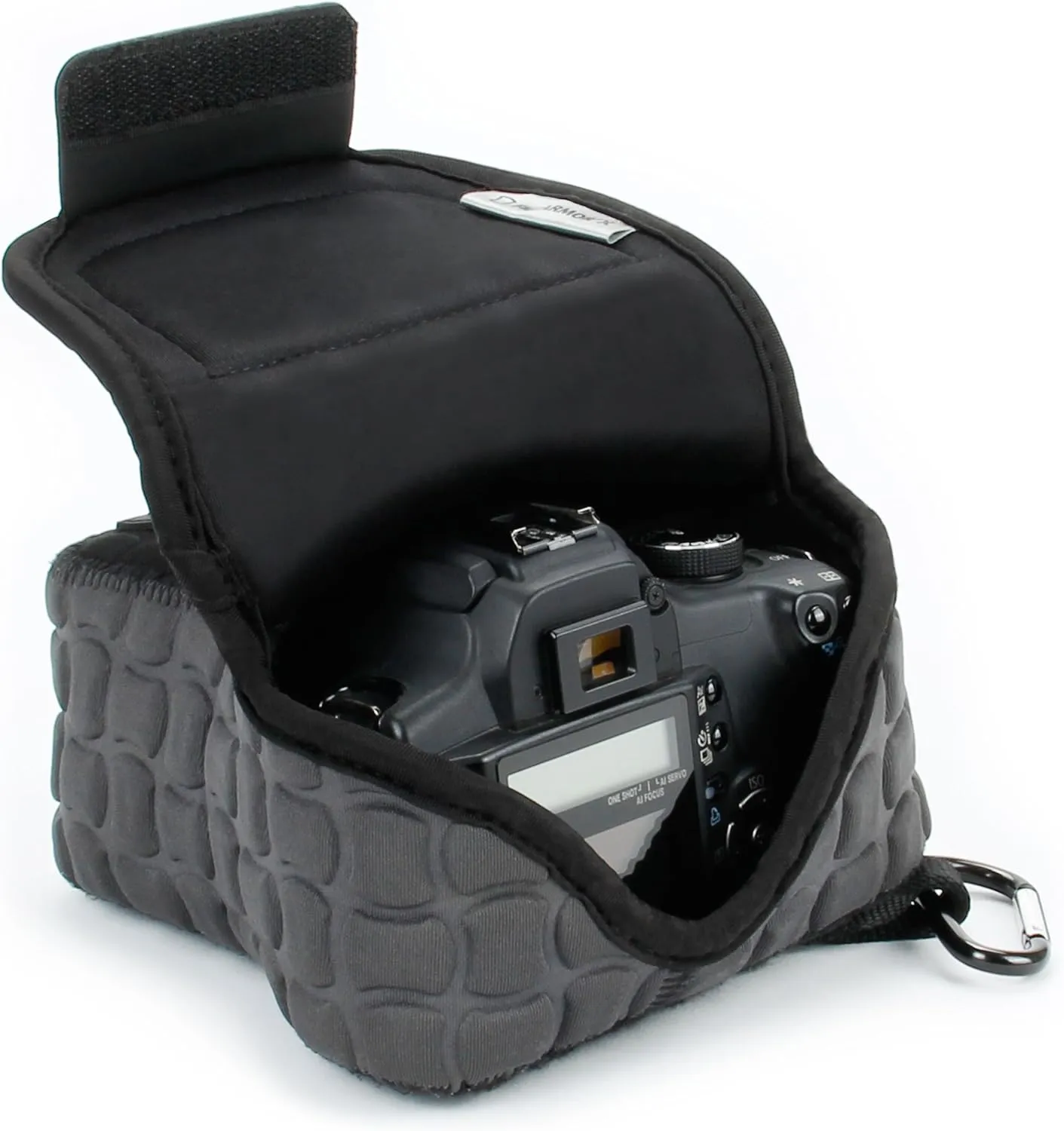 USA GEAR FlexARMOR X SLR DSLR Camera Case Sleeve with Deluxe Padded Neoprene Protection, Carabiner Clip and Accessory Storage - Compatible with Nikon D3400, Canon EOS Rebel SL2, Pentax K-70 and More