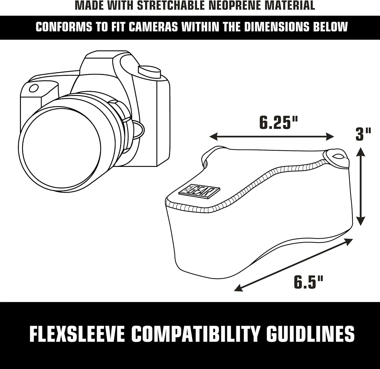USA GEAR FlexARMOR X SLR DSLR Camera Case Sleeve with Deluxe Padded Neoprene Protection, Carabiner Clip and Accessory Storage - Compatible with Nikon D3400, Canon EOS Rebel SL2, Pentax K-70 and More