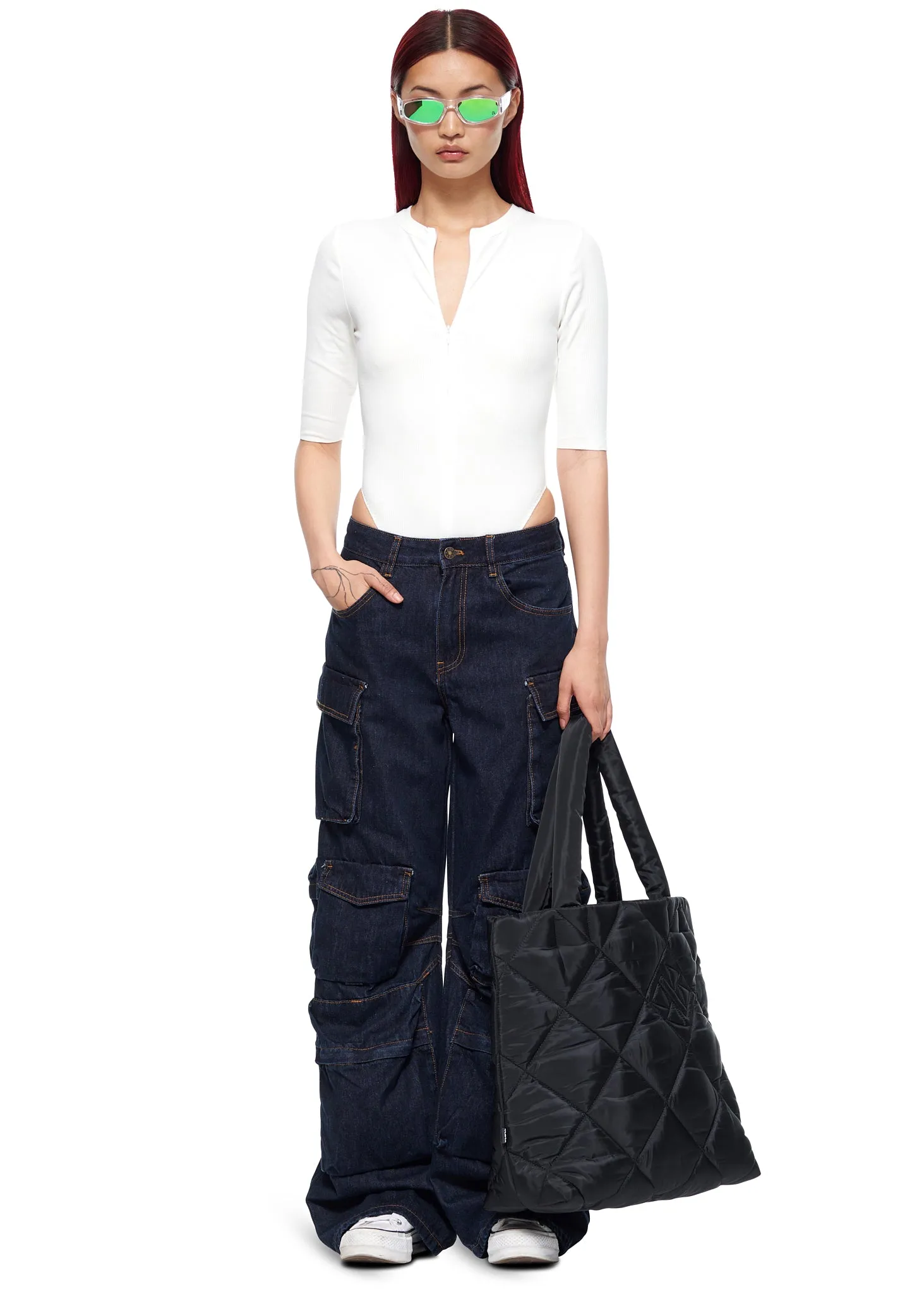 VIAVIA Logo Puff Bag in Black