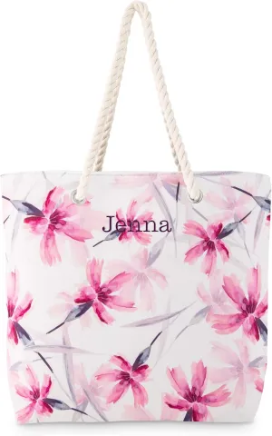 WEDDINGSTAR Personalized Extra-Large Cotton Canvas Fabric Beach Tote Bag